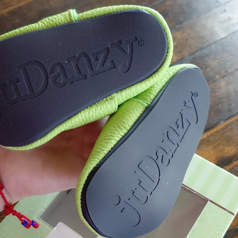 Danzy Green and Blue Baby Shoes with Zebra Motif